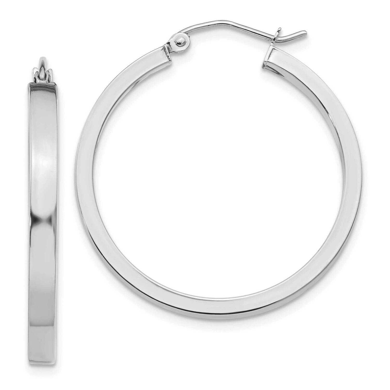 2X3mm Rectangle Tube Hoops Earrings 10k White Gold 10T1045, MPN: 10T1045,