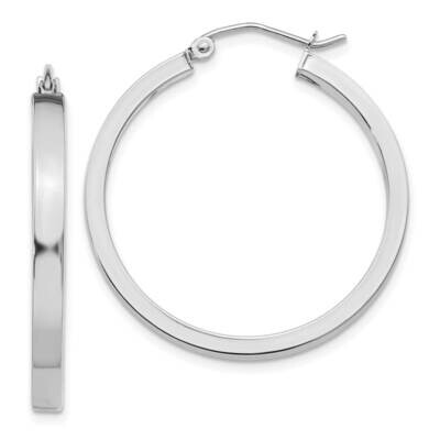 2X3mm Rectangle Tube Hoops Earrings 10k White Gold 10T1045, MPN: 10T1045,