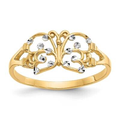 Rhodium Diamond-Cut Butterfly Ring 10k Gold 10K2067, MPN: 10K2067,