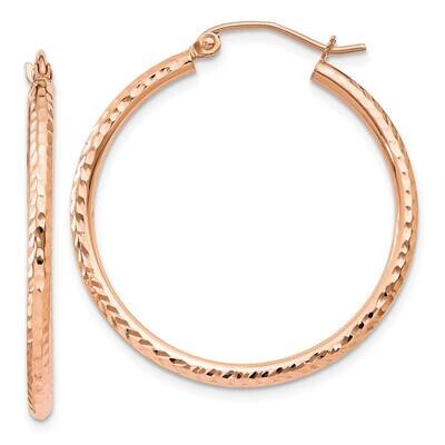 Diamond-Cut Polished Hoop Earrings 10k Rose Gold 10TE518, MPN: 10TE518,