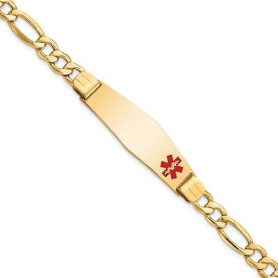 Semi-Solid Medical Soft Diamond Shape Red Enamel Figaro Id Bracelet 8 Inch 10k Gold 10XM577FC-8, MP…