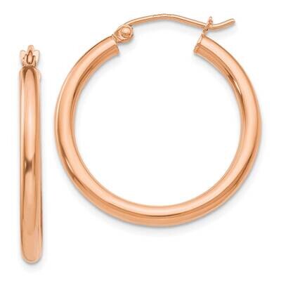 Polished 2.5mm Lightweight Tube Hoop Earrings 10k Rose Gold 10TE532, MPN: 10TE532,