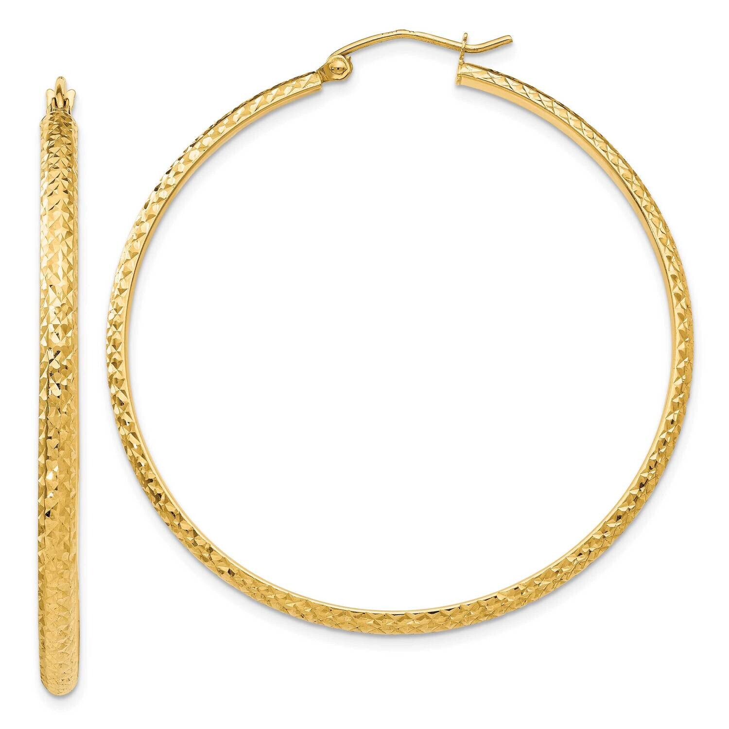 Diamond-Cut 2.8X46mm Hollow Hoop Earrings 10k Gold 10TC798, MPN: 10TC798,