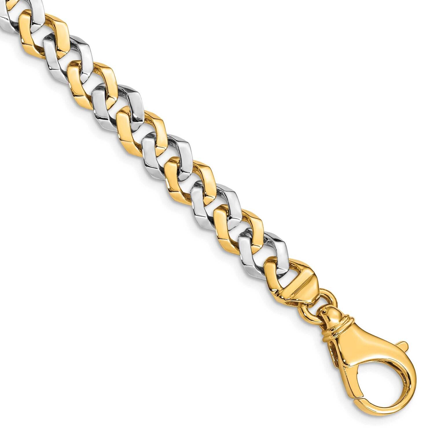 8mm Hand-Polished Fancy Link Bracelet 9 Inch 10k Two-Tone Gold 10LK515-9
