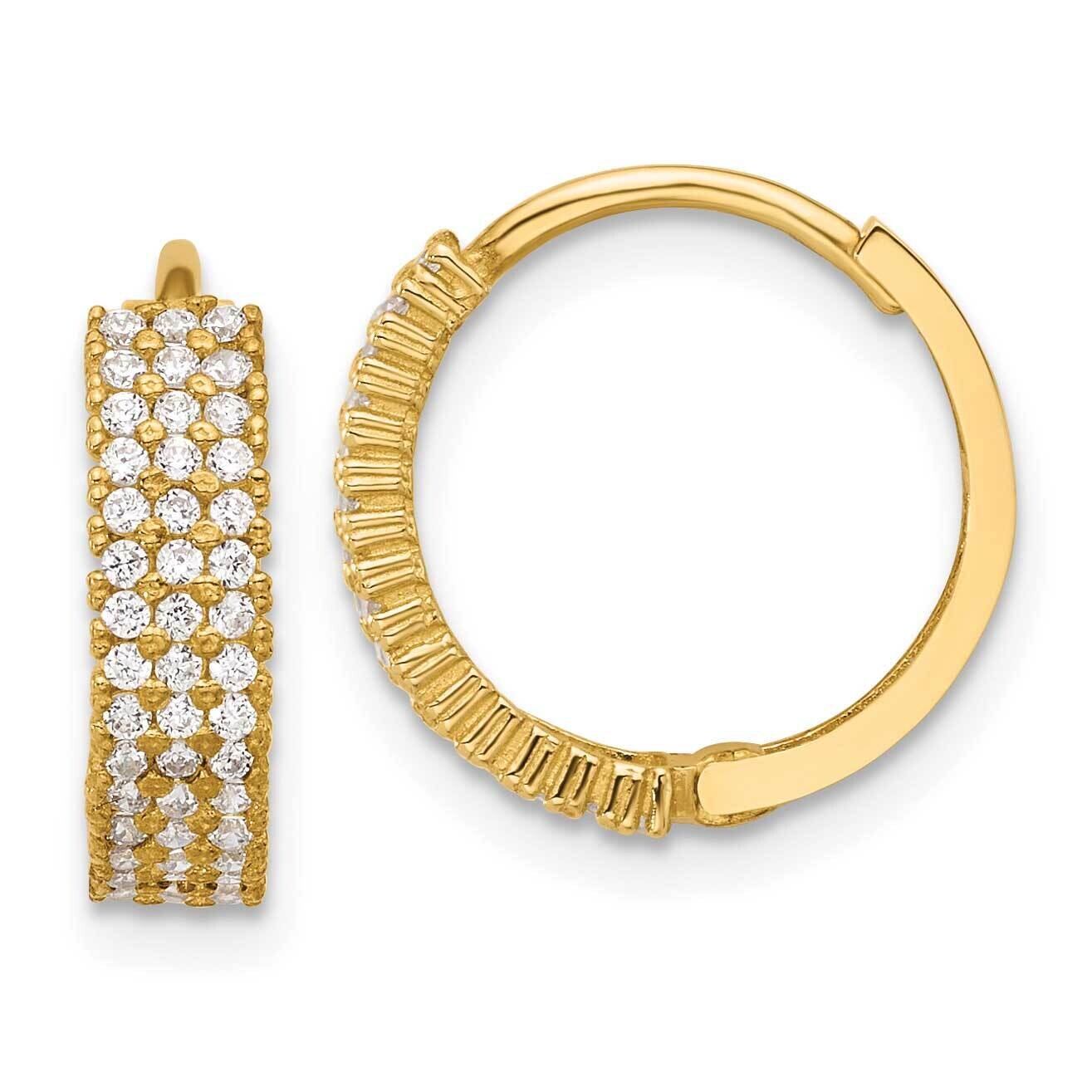 4mm CZ Hinged Hoop Earrings 10k Polished Gold 10ER350, MPN: 10ER350,