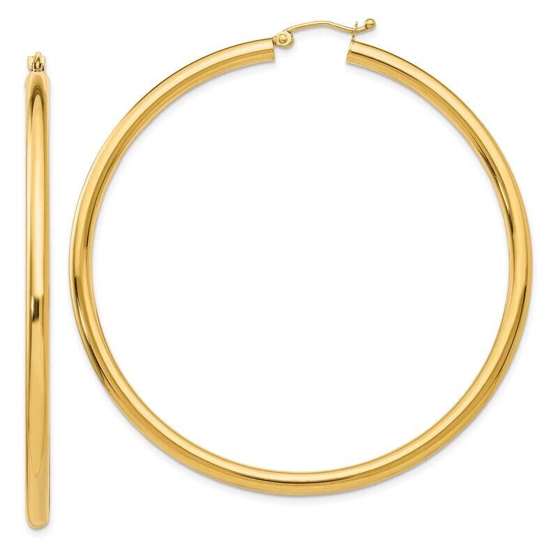 3mm Lightweight Tube Hoop Earrings 10k Polished Gold 10T945L, MPN: 10T945L,