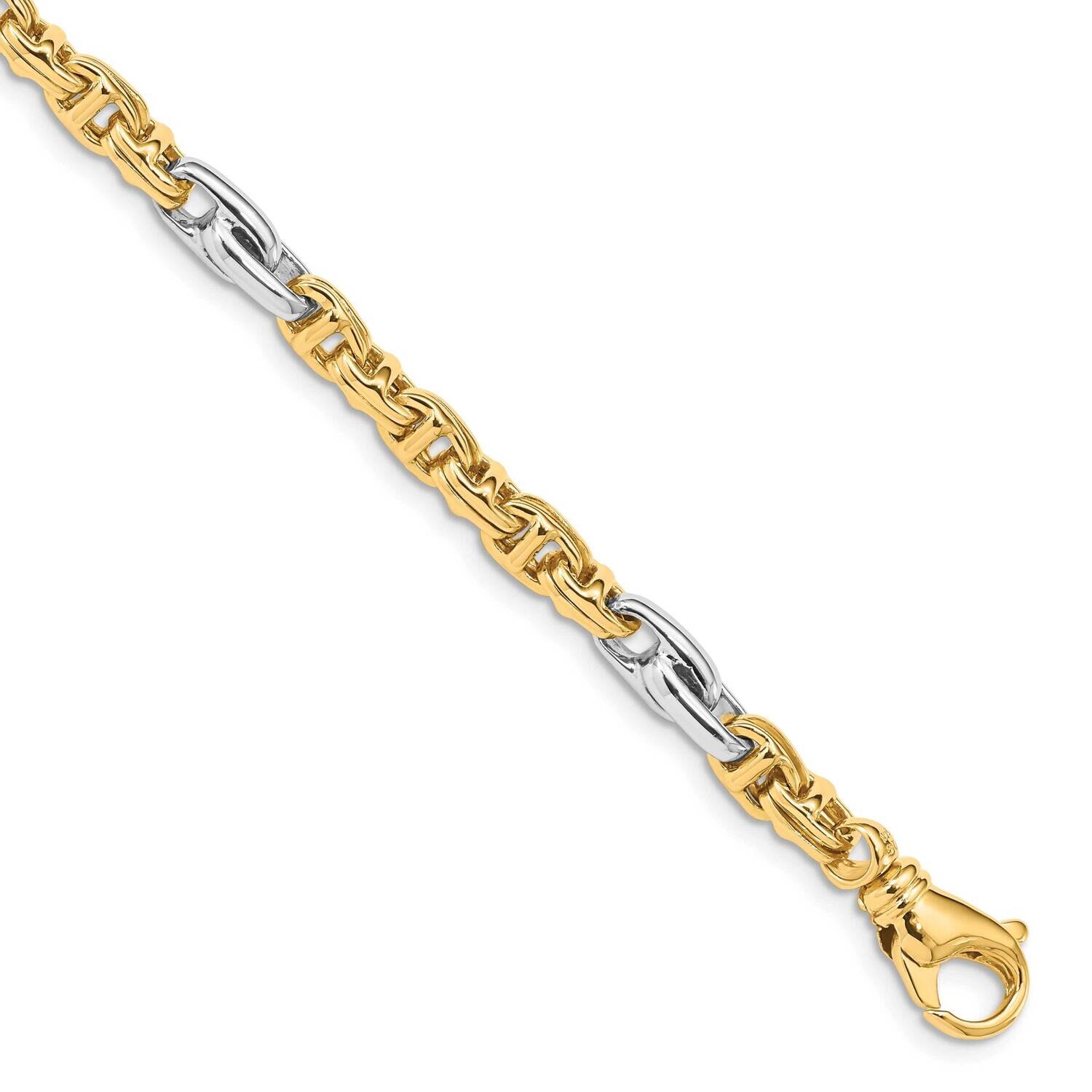 5.38mm Hand-Polished Fancy Link Bracelet 9 Inch 10k Two-Tone Gold 10LK697-9