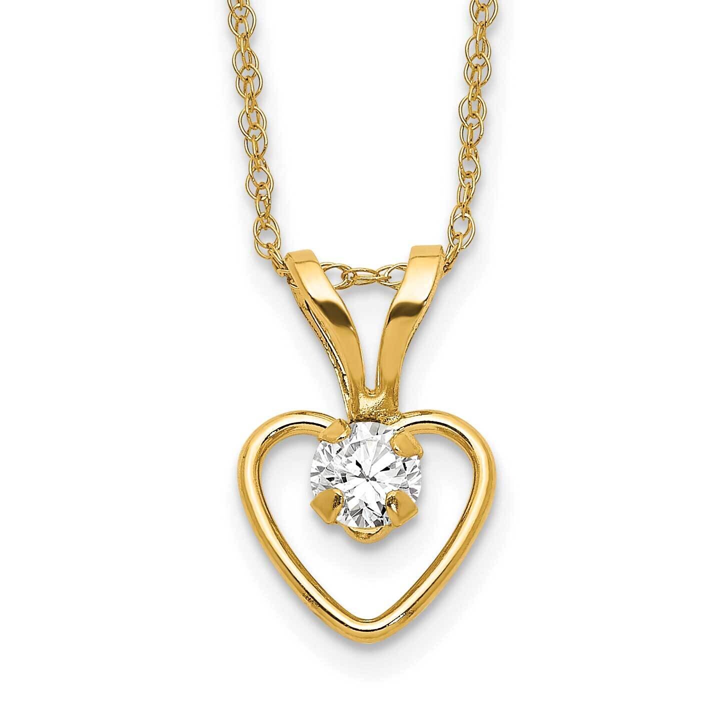 Madi K 3mm White Zircon Heart Birthstone Necklace 10k Gold 10GK403-15, MPN: 10GK403-15,