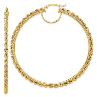 Diamond-Cut Rope 2.95mm Hoop Earrings 10k Polished Gold 10ER347, MPN: 10ER347,