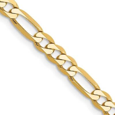 4mm Flat Figaro Chain 18 Inch 10k Gold 10FG100-18, MPN: 10FG100-18,