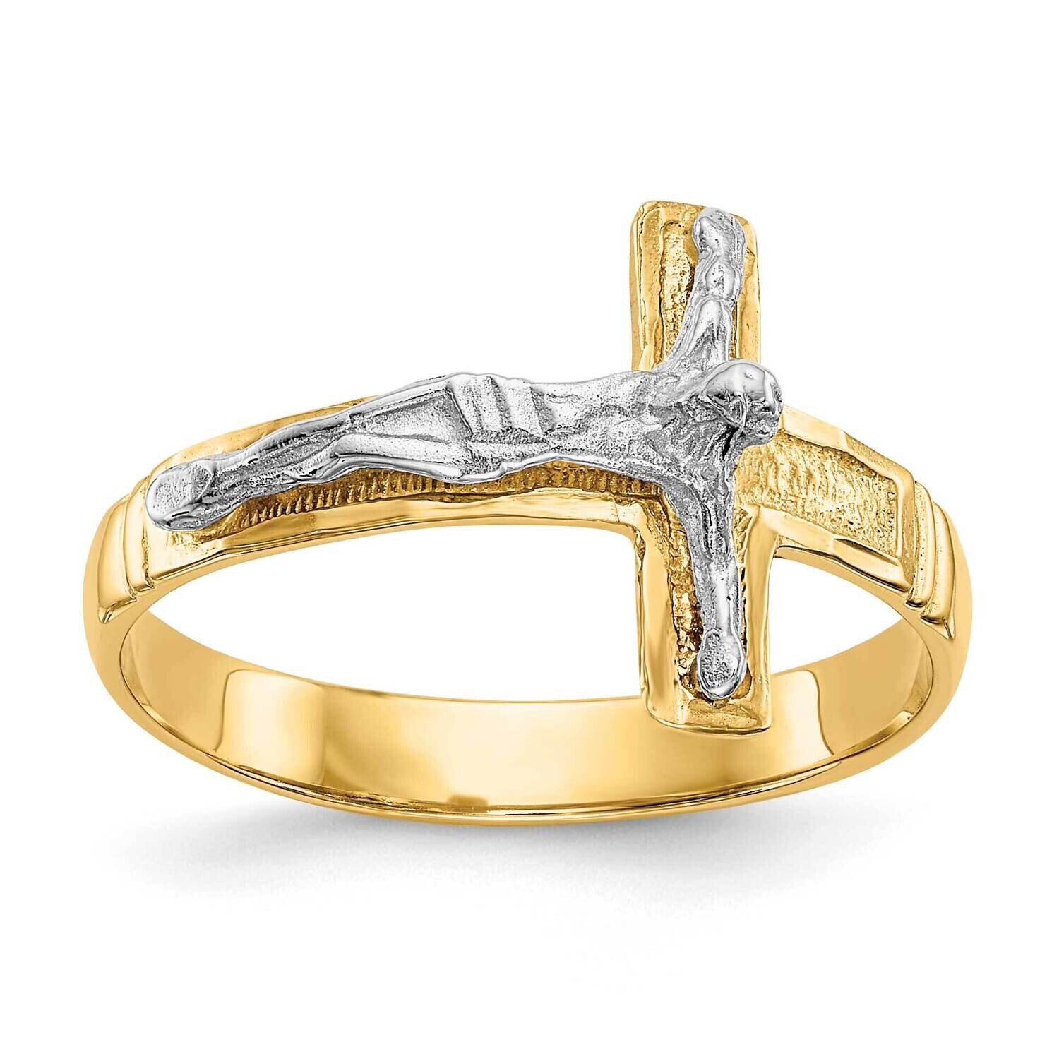 Polished Diamond-Cut Mens Crucifix Ring 10k Two-Tone Gold 10C2116, MPN: 10C2116,