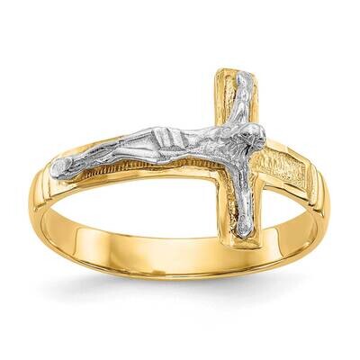 Polished Diamond-Cut Mens Crucifix Ring 10k Two-Tone Gold 10C2116, MPN: 10C2116,