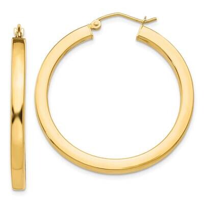 3mm Polished Square Hoop Earrings 10k Gold 10TE539, MPN: 10TE539,