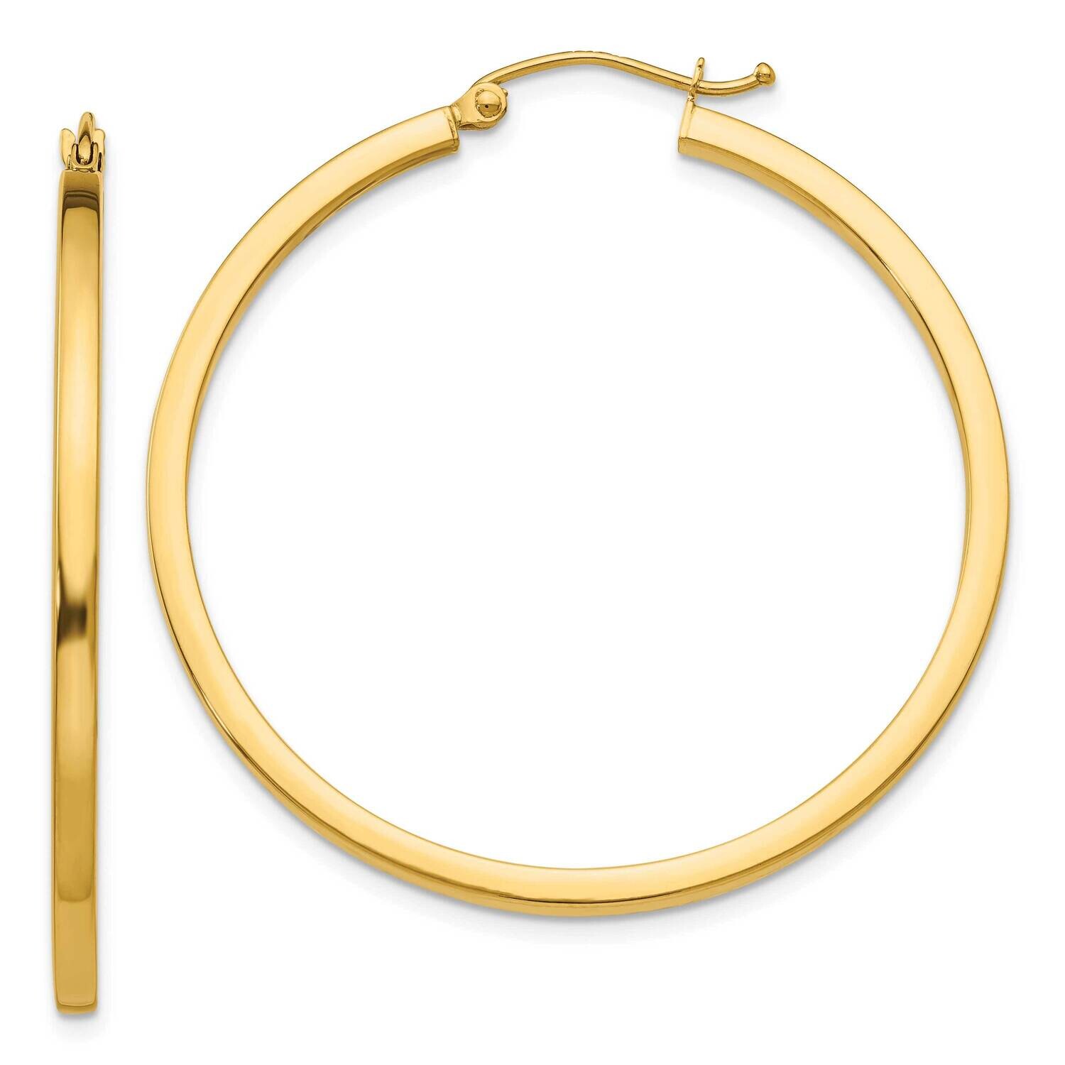2mm Square Tube Hoop Earrings 10k Gold 10T1071, MPN: 10T1071,