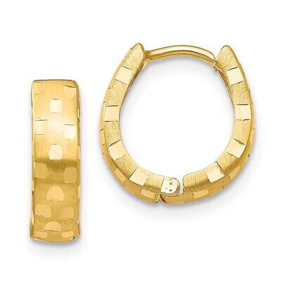 Diamond Cut 4mm Patterned Hinged Hoop Earrings 10k Gold 10TF773, MPN: 10TF773,