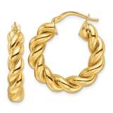 Polished 5.3mm Hollow Twisted Round Hoop Earrings 10k Gold 10ER333, MPN: 10ER333,