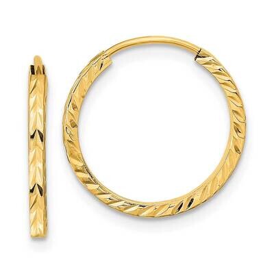 Diamond-Cut Square Tube Endless Hoop Earrings 10k Gold 10TF994, MPN: 10TF994,