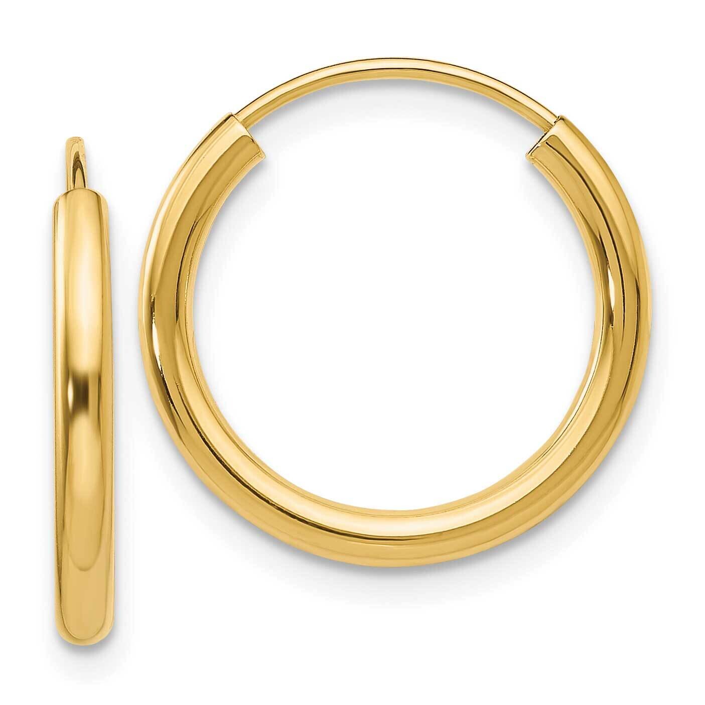 Round Endless 2mm Hoop Earrings 10k Polished Gold 10H978, MPN: 10H978,