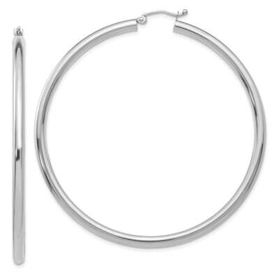 Polished 3mm Lightweight Tube Hoop Earrings 10k White Gold 10T856L, MPN: 10T856L,