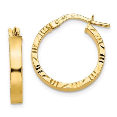 Small 3mm Diamond Cut Edge Polished Hoop Earrings 10k Gold 10TF814, MPN: 10TF814,