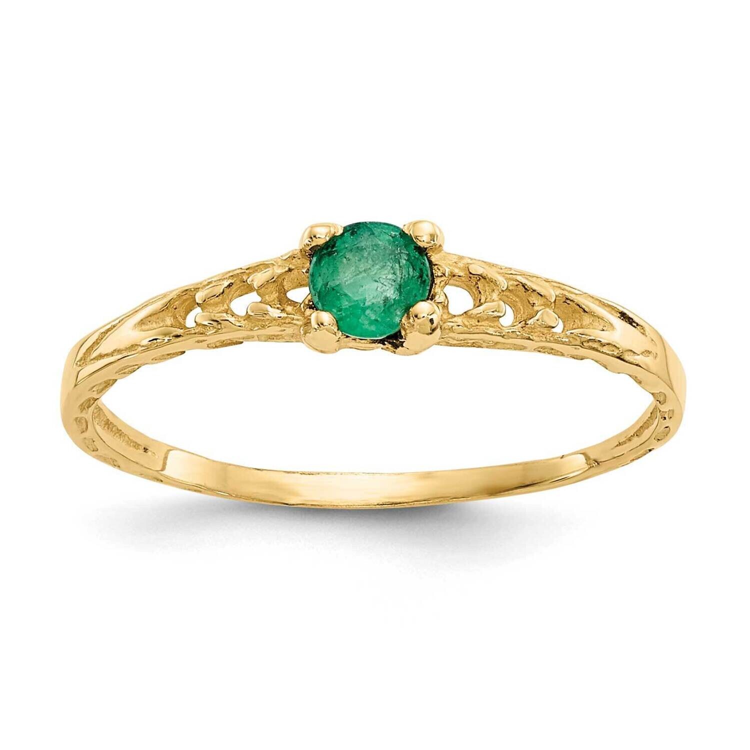 Madi K 3mm Emerald Birthstone Baby Ring 10k Gold 10GK128