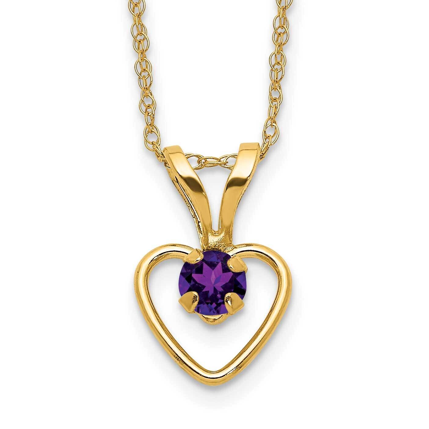 Madi K 3mm Amethyst Heart Birthstone Necklace 10k Gold 10GK401-15, MPN: 10GK401-15,
