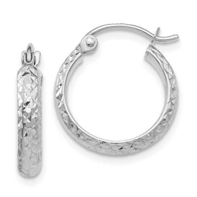 Diamond-Cut 2.8X15mm Hollow Hoop Earrings 10k White Gold 10TC799, MPN: 10TC799,