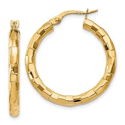 10K Polished/Textured Post Hoop Earring 10k Polished Gold 10TF603, MPN: 10TF603,