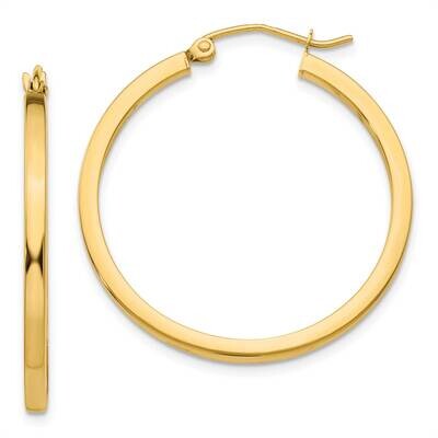 2mm Square Tube Hoop Earrings 10k Gold 10T1076, MPN: 10T1076, 196904097441