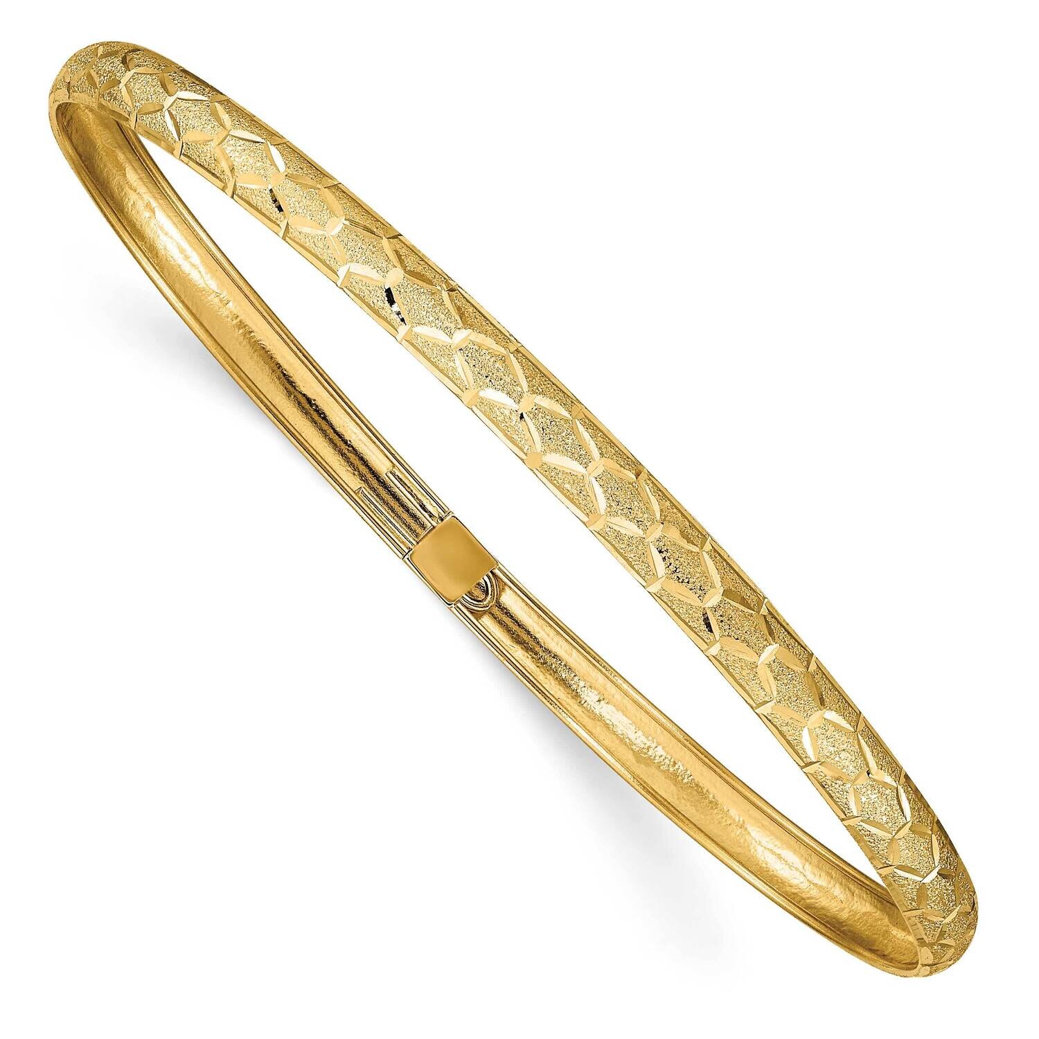 Hexagonal Design Diamond-Cut Flexible Bangle 10k Gold 10DB696, MPN: 10DB696,