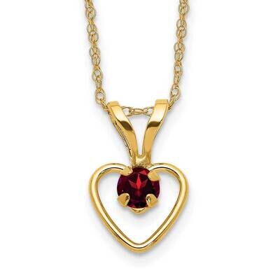 Madi K 3mm Garnet Heart Birthstone Necklace 10k Gold 10GK400-15, MPN: 10GK400-15,