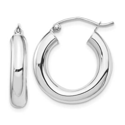 Polished 4mm Tube Hoop Earrings 10k White Gold 10T1162, MPN: 10T1162,