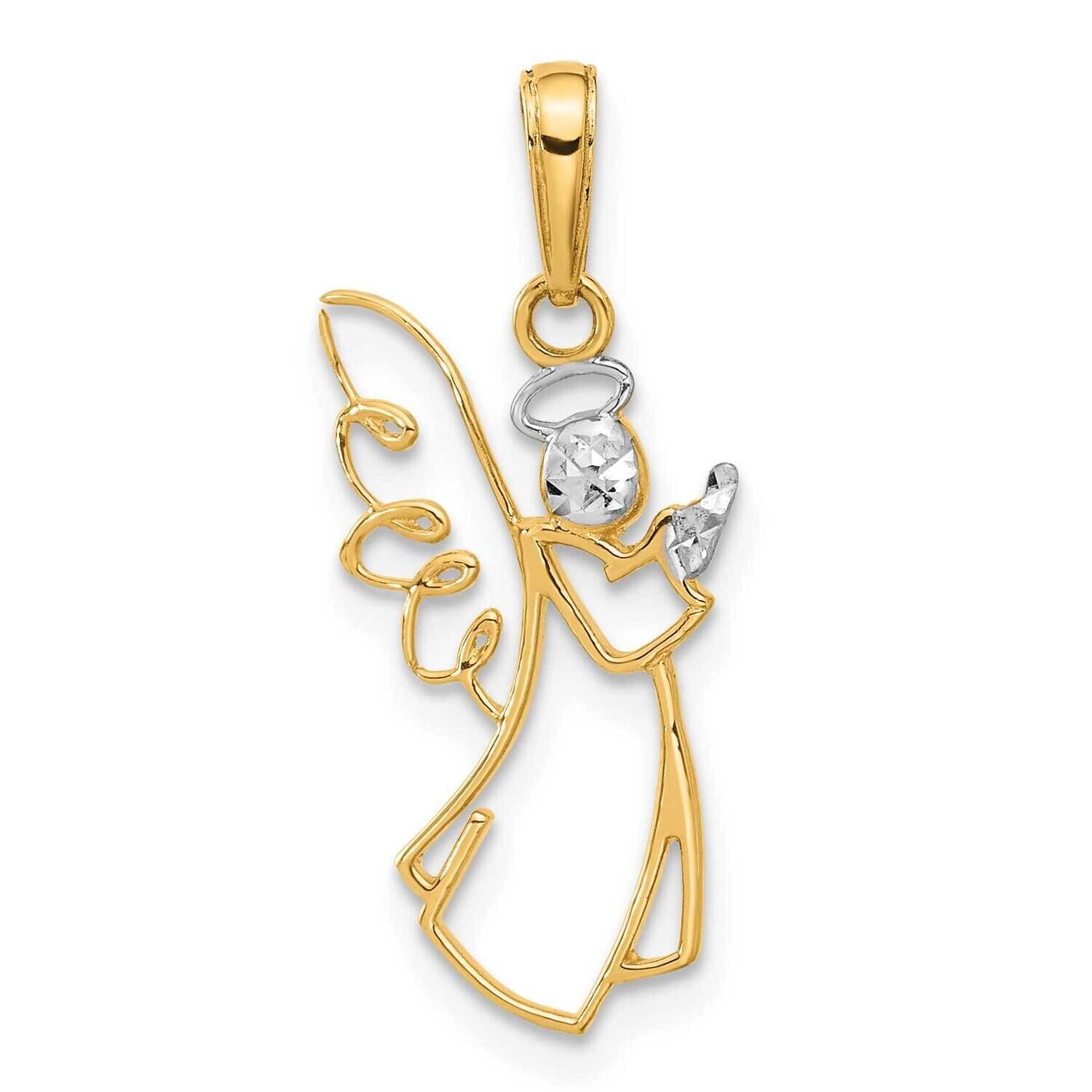 Diamond-Cut Angel Pendant 14k Gold White Rhodium C4975, MPN: C4975,