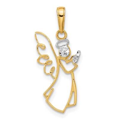Diamond-Cut Angel Pendant 14k Gold White Rhodium C4975, MPN: C4975,