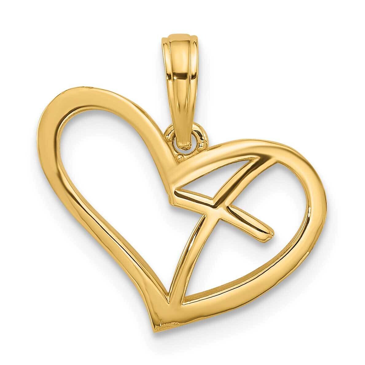 Cross In Heart Charm 14k Polished Gold D5594
