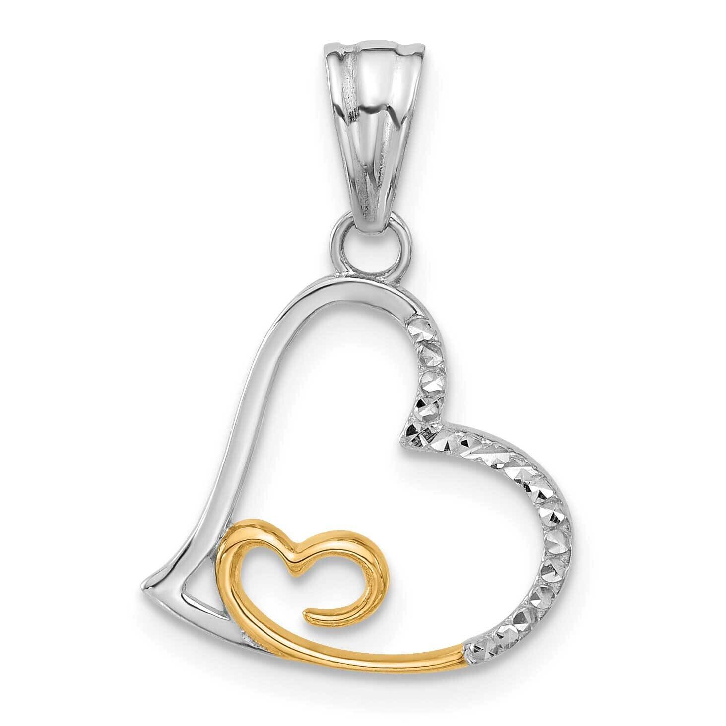Diamond-Cut Hearts Pendant 14k Two-Tone Gold C4843, MPN: C4843,