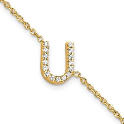 Diamond Sideways Letter U 1 Inch Extender Bracelet 14k Gold BM9951U-018-YA, MPN: BM9951U-018-YA,