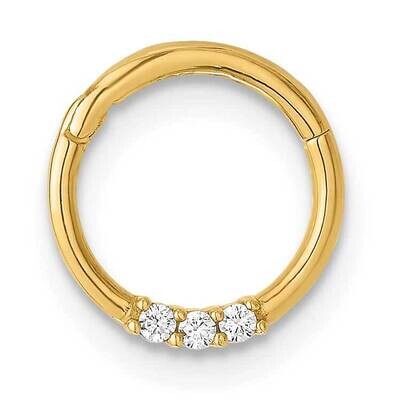 16 Gauge Polished CZ Hinged Cartilage Ring 14k Gold BD268, MPN: BD268,
