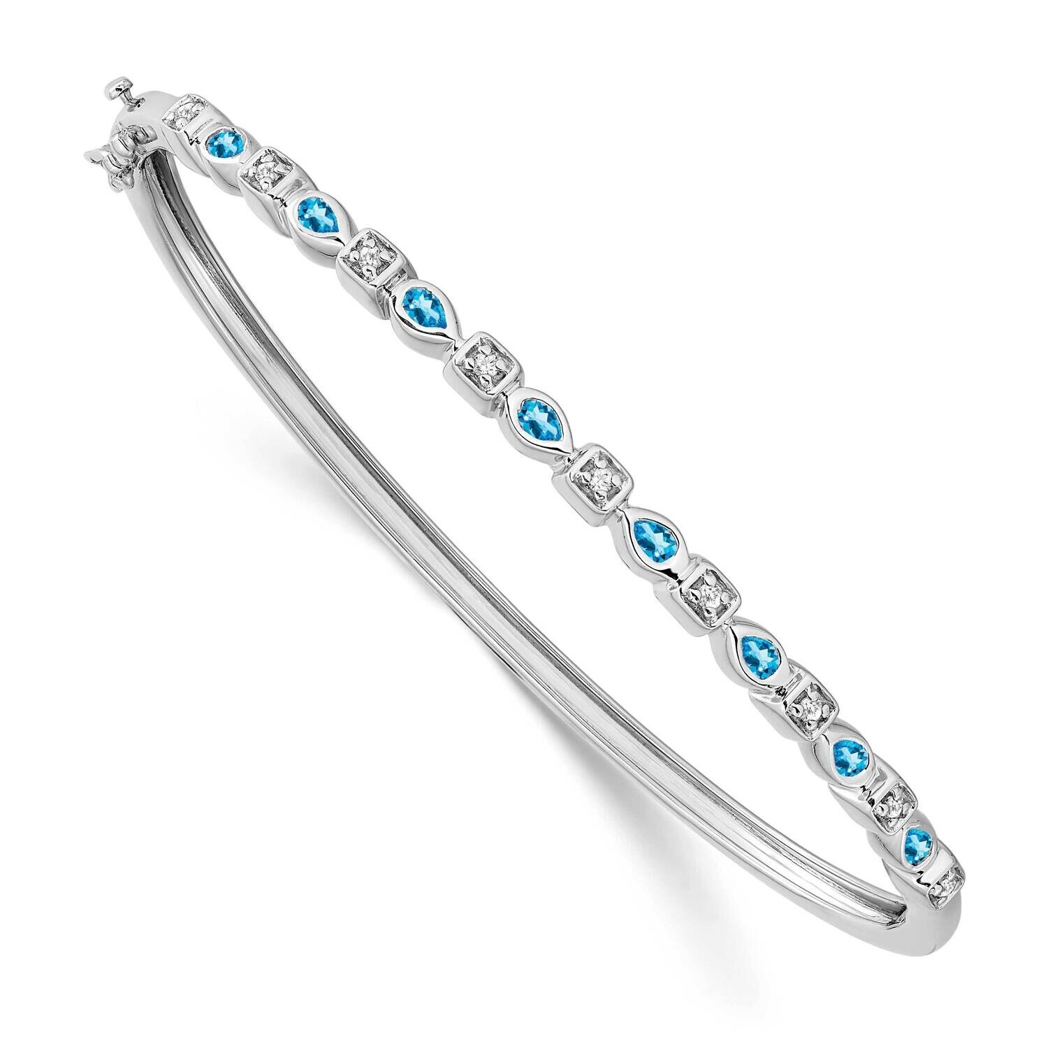 Blue Topaz Diamond Bangle 14k White Gold BM7222-BT-011-WA, MPN: BM7222-BT-011-WA, 886774130118