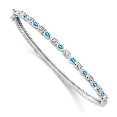 Blue Topaz Diamond Bangle 14k White Gold BM7222-BT-011-WA, MPN: BM7222-BT-011-WA, 886774130118