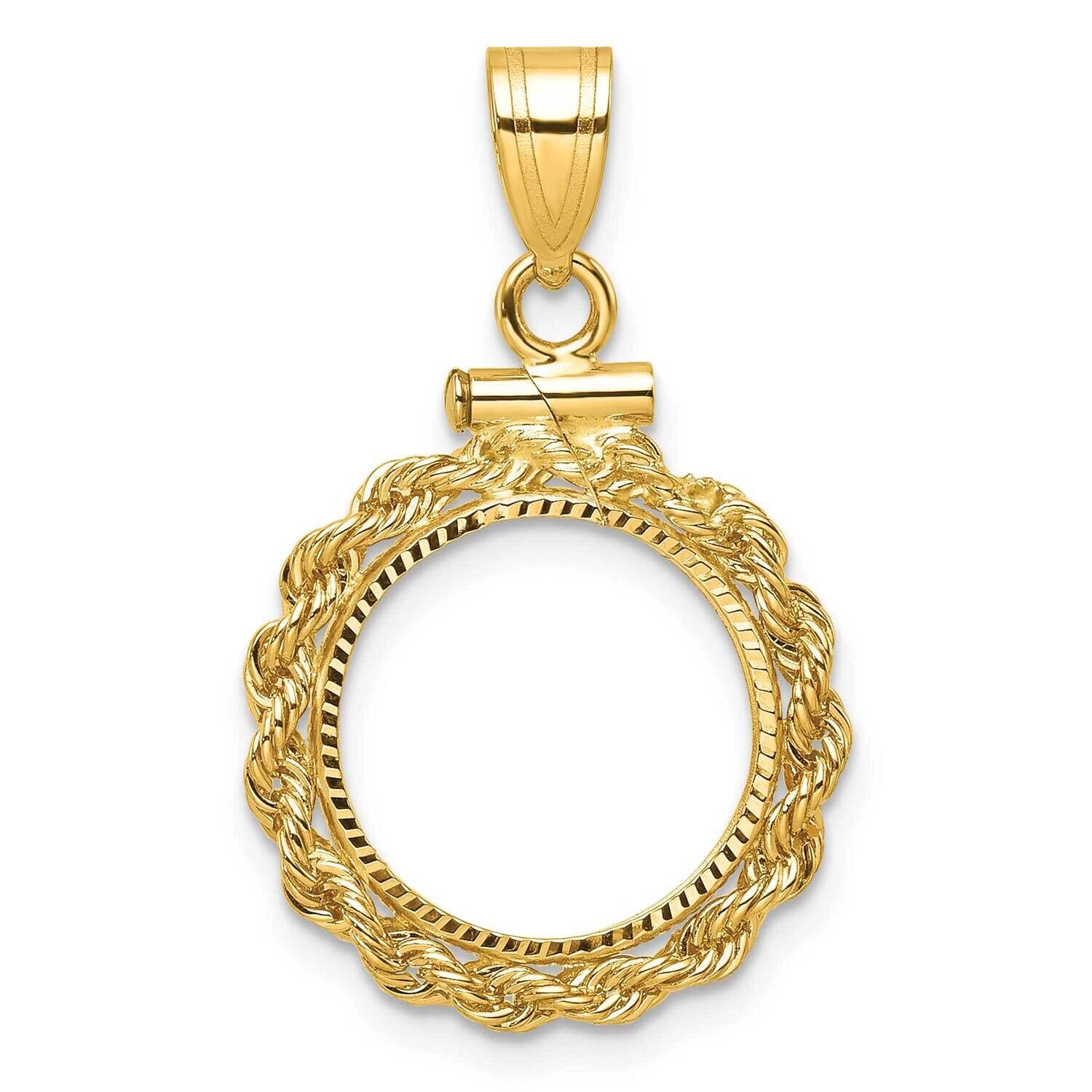 Diamond-Cut Rope Screw Top 13.0mm X 1.1mm Coin Bezel Pendant 14k Gold C8179/13.0, MPN: C8179/13.0,