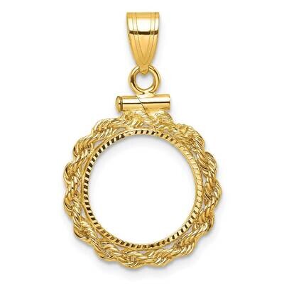 Diamond-Cut Rope Screw Top 13.0mm X 1.1mm Coin Bezel Pendant 14k Gold C8179/13.0, MPN: C8179/13.0,