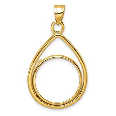 Polished Lightweight Tear Drop Prong 18.0mm Coin Bezel Pendant 14k Gold C8191/18.0, MPN: C8191/18.0,