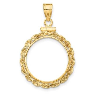 Rope Screw Top 17.8mm X 1.35mm Coin Bezel Pendant 14k Gold C1215/17.8, MPN: C1215/17.8,