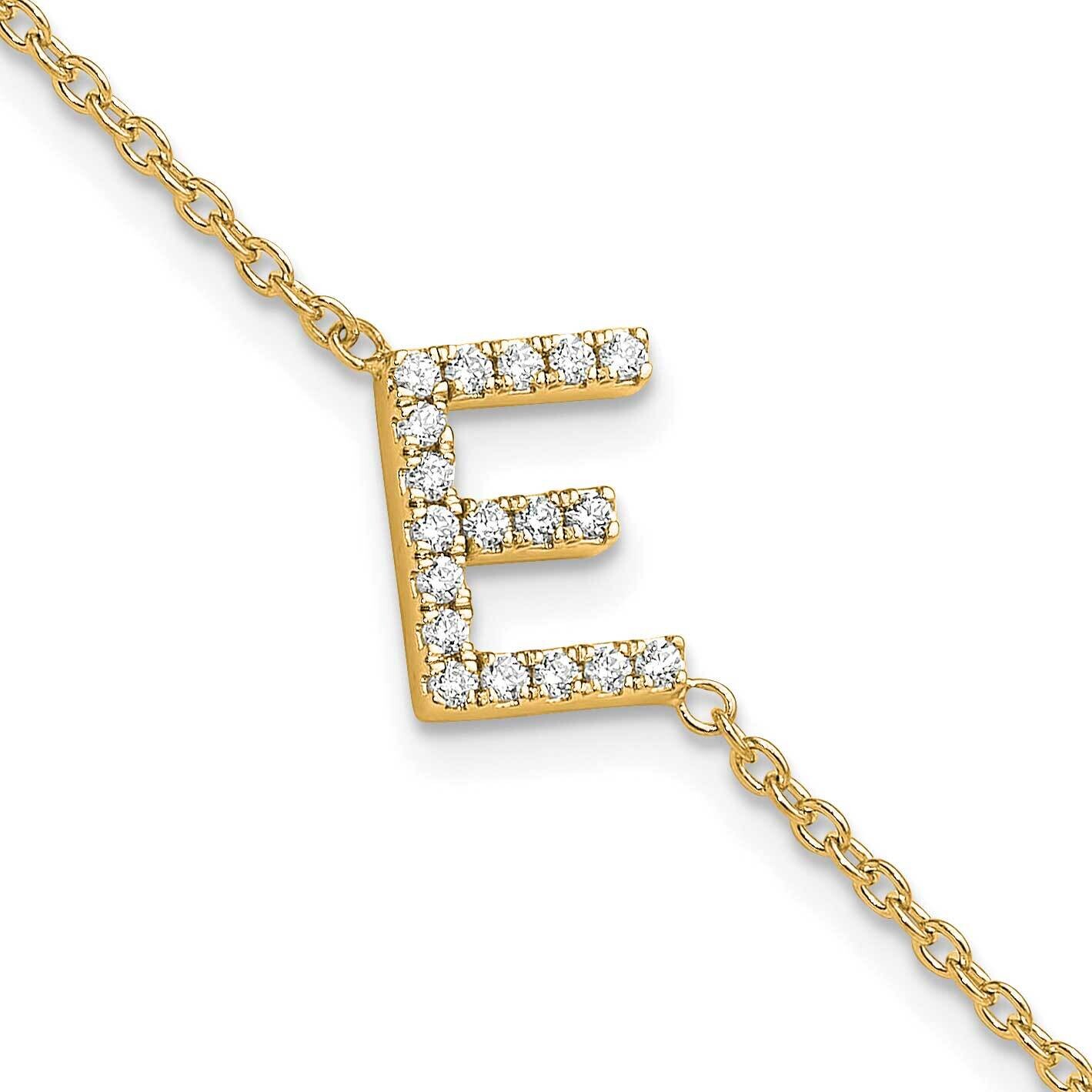 Diamond Sideways Letter E 1 Inch Extender Bracelet 14k Gold BM9951E-022-YA, MPN: BM9951E-022-YA,