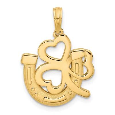 Satin Horseshoe Clover Charm 14k Polished Gold D5548, MPN: D5548,