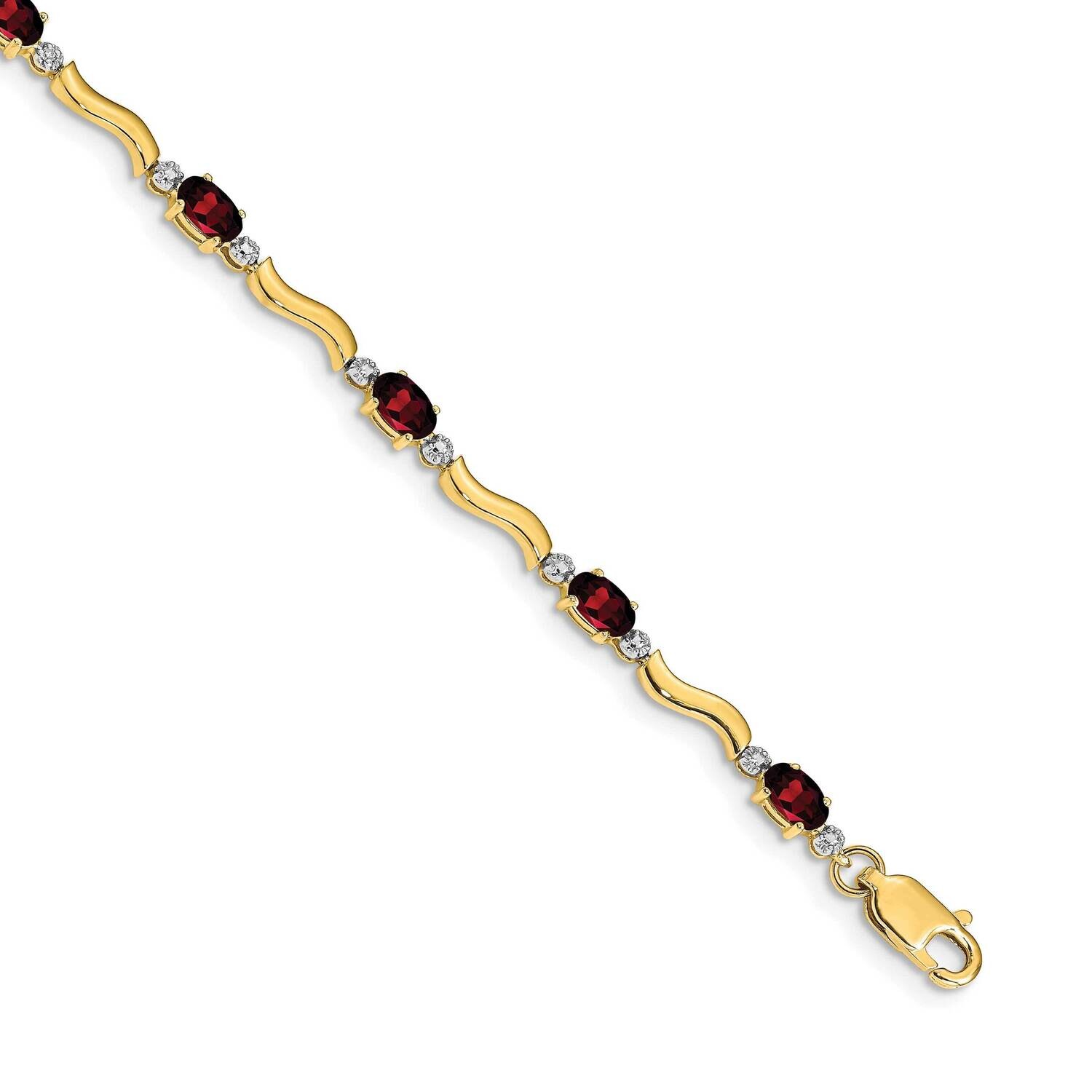 Fancy Diamond Garnet Bracelet 7 Inch 10k Gold BM4493-GA-001-1YA