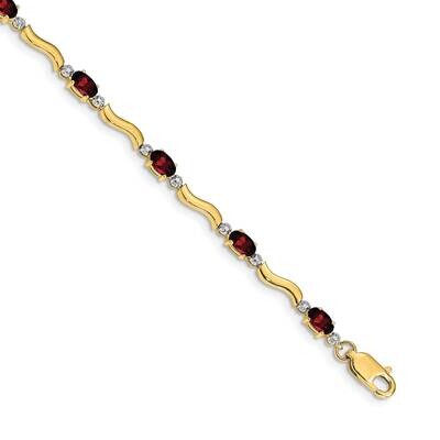 Fancy Diamond Garnet Bracelet 7 Inch 10k Gold BM4493-GA-001-1YA, MPN: BM4493-GA-001-1YA, 8867741291…