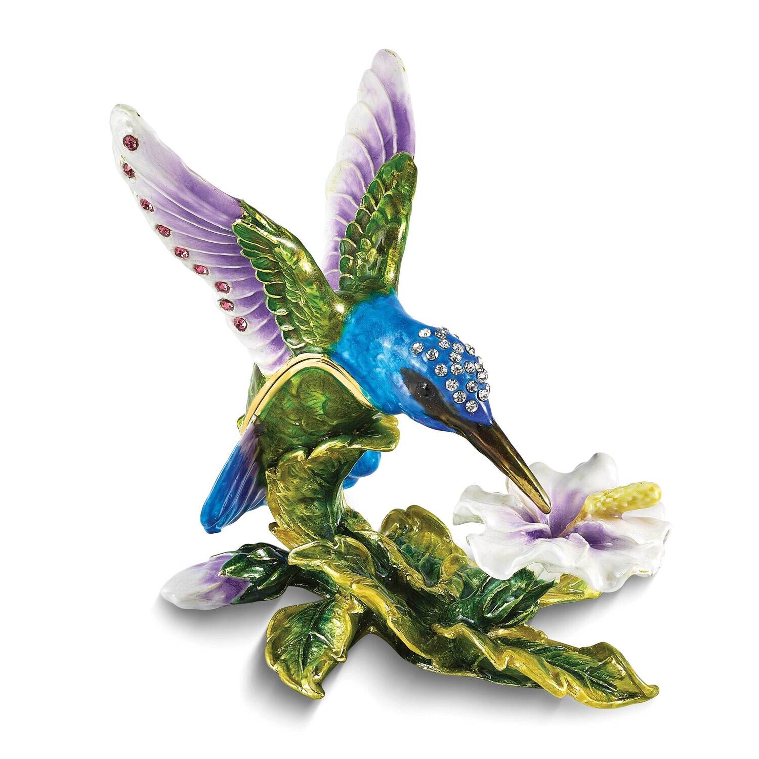Graceful Flight Blue Hummingbird Trinket Box Bejeweled BJ4189, MPN: BJ4189,