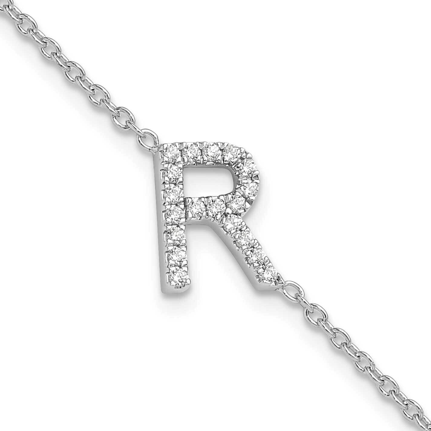 Diamond Sideways Letter R 1 Inch Extender Bracelet 14k White Gold BM9951R-023-WA, MPN: BM9951R-023-…